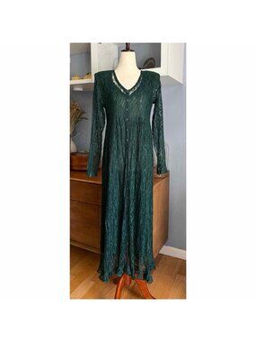 Vintage 90s Nostalgia Lace Maxi Dress Romantic Whimsigoth Dark Cottage Sz M